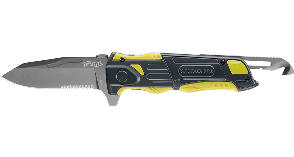 Knife Walther Pro Rescue Pro Knife Yellow 12C27, EDC, Essential, knives, one-handed folding - Frontier Outdoors Australia