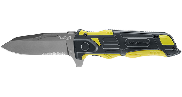 Knife Walther Pro Rescue Pro Knife Yellow 12C27, EDC, Essential, knives, one-handed folding - Frontier Outdoors Australia